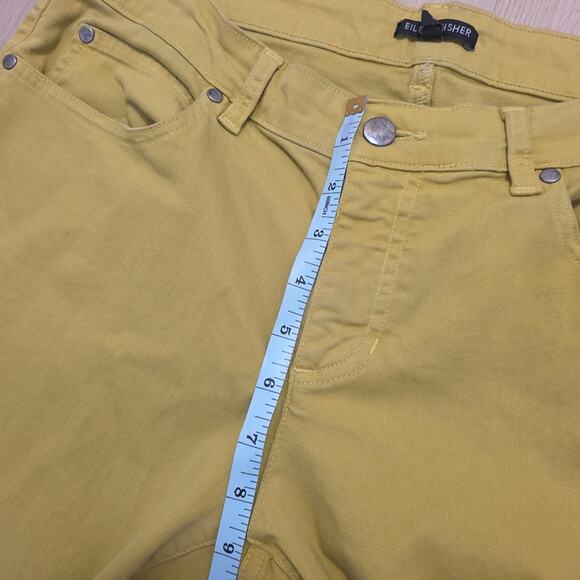 Eileen Fisher Parrot Yellow Skinny Ankle Organic Cotton Casual Mature Jeans 10 - Picture 5 of 11